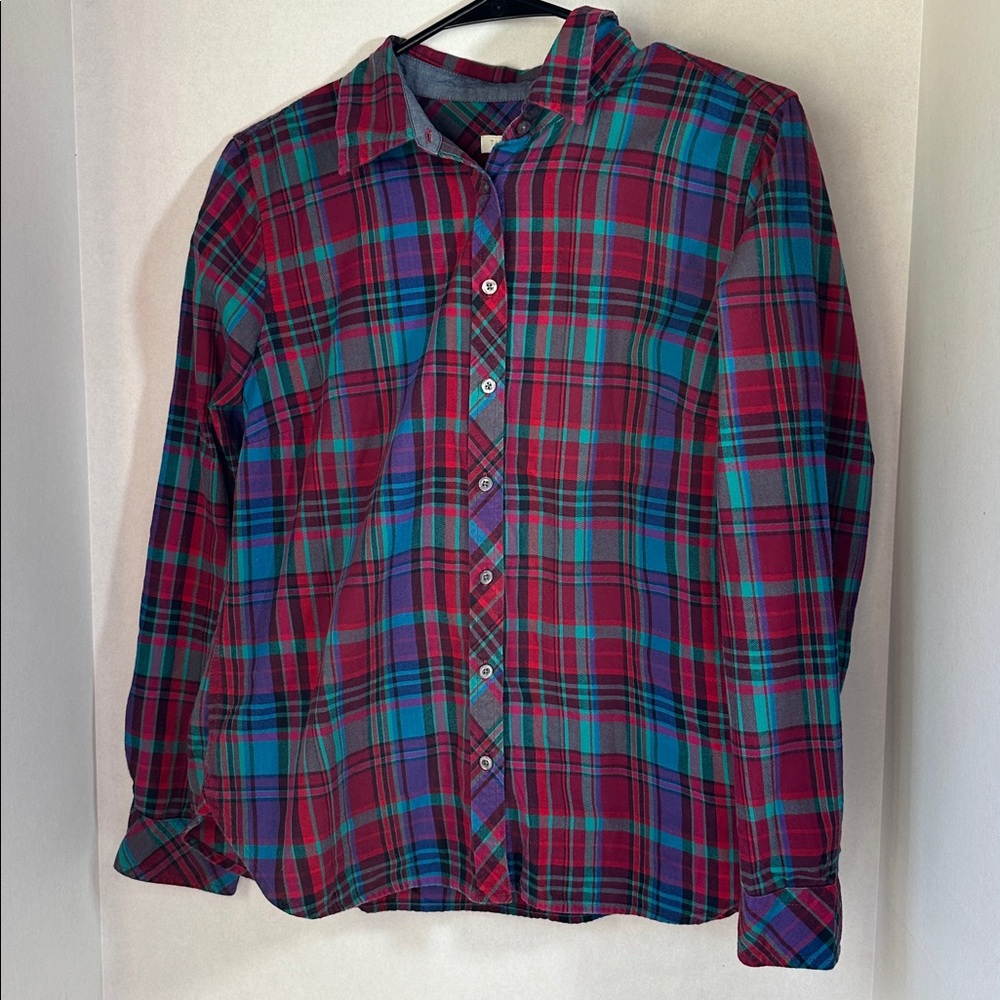 Talbots petites plaid button up shirt size medium petite Mp